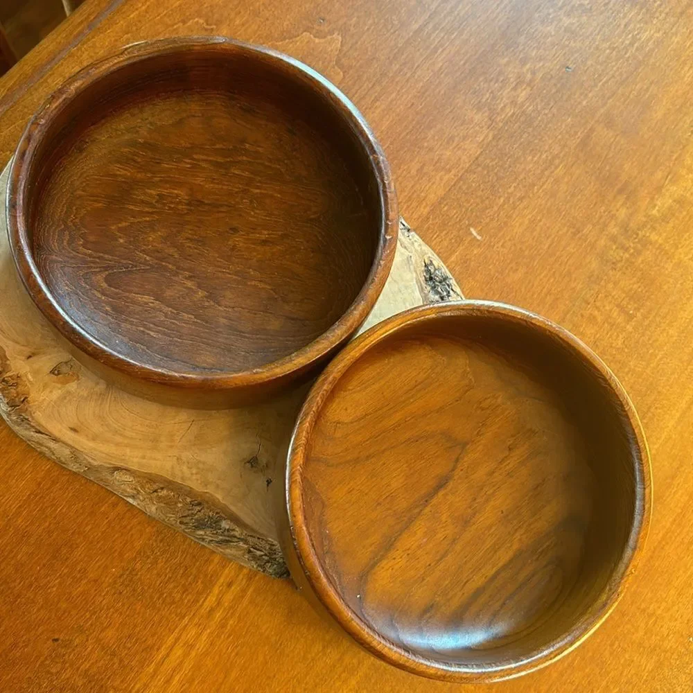 Vintage Good Wood Teak Salad Bowl Set